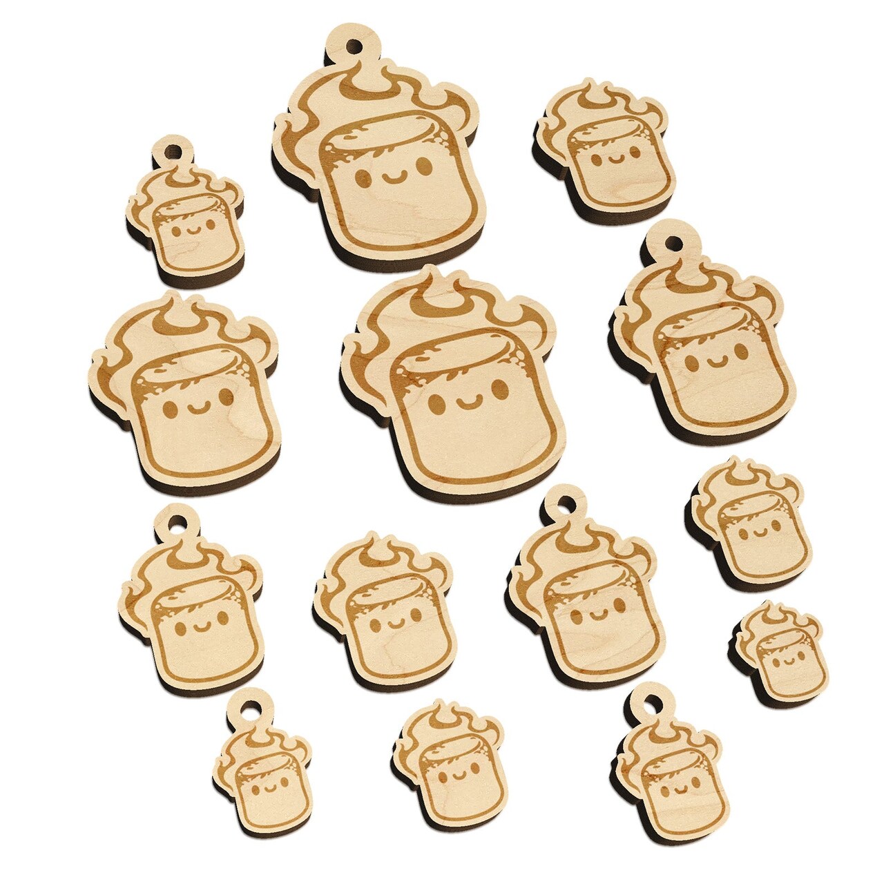 Cute Kawaii Toasted Marshmallow Mini Wood Shape Charms Jewelry DIY Craft